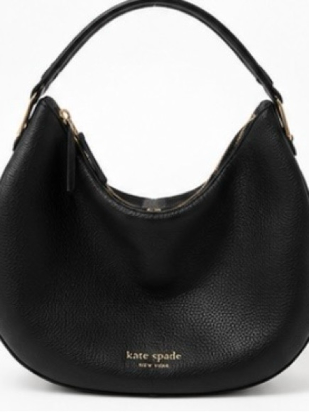 Kate Spade Black Pebble Leather Hobo Bag with Gold Hardware